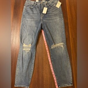 NWT Good American Good Legs Crop Jeans Size 18 Distressed Skinny